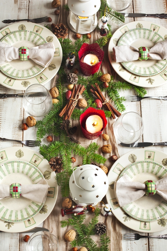 vánoční tabule, vánoční stůl, jak uložit příbory, prostírání, servírování
