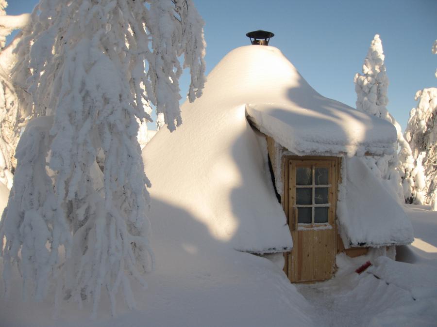 grilovací srub, finská kota, grilování v zimě