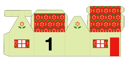vystřihovánka domeček, adventní kalendář zdarma, kalendář ke stažení