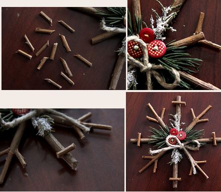 Dřevěné vločky, vánoční výzdoba návod, rustikální dekorace