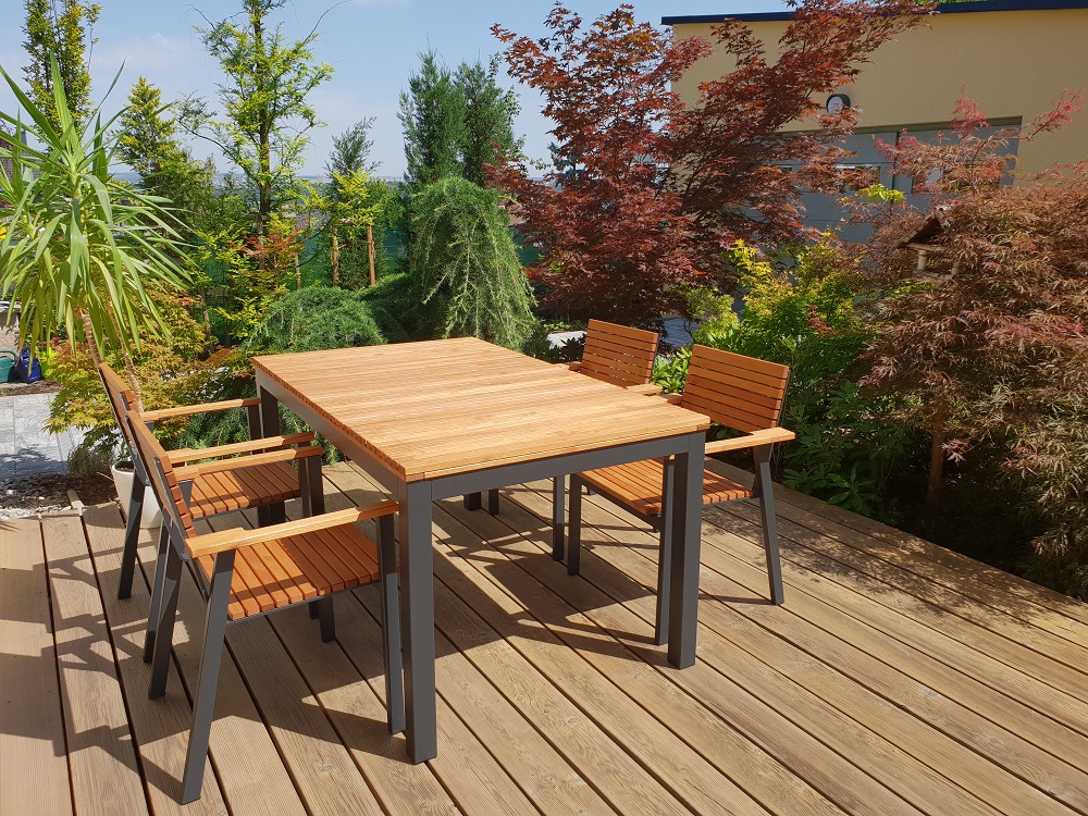 zahradní nábytek , zahradní sedačka, jídelní stůl, kb´valitní zahradní nábytek, hlíník dřevo, akát, akátové dřevo